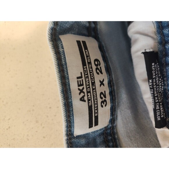 Buffalo David Bitton Axel Jeans Mens 32x29 Blue Slim Stretch Denim Light Wash - Picture 2 of 8